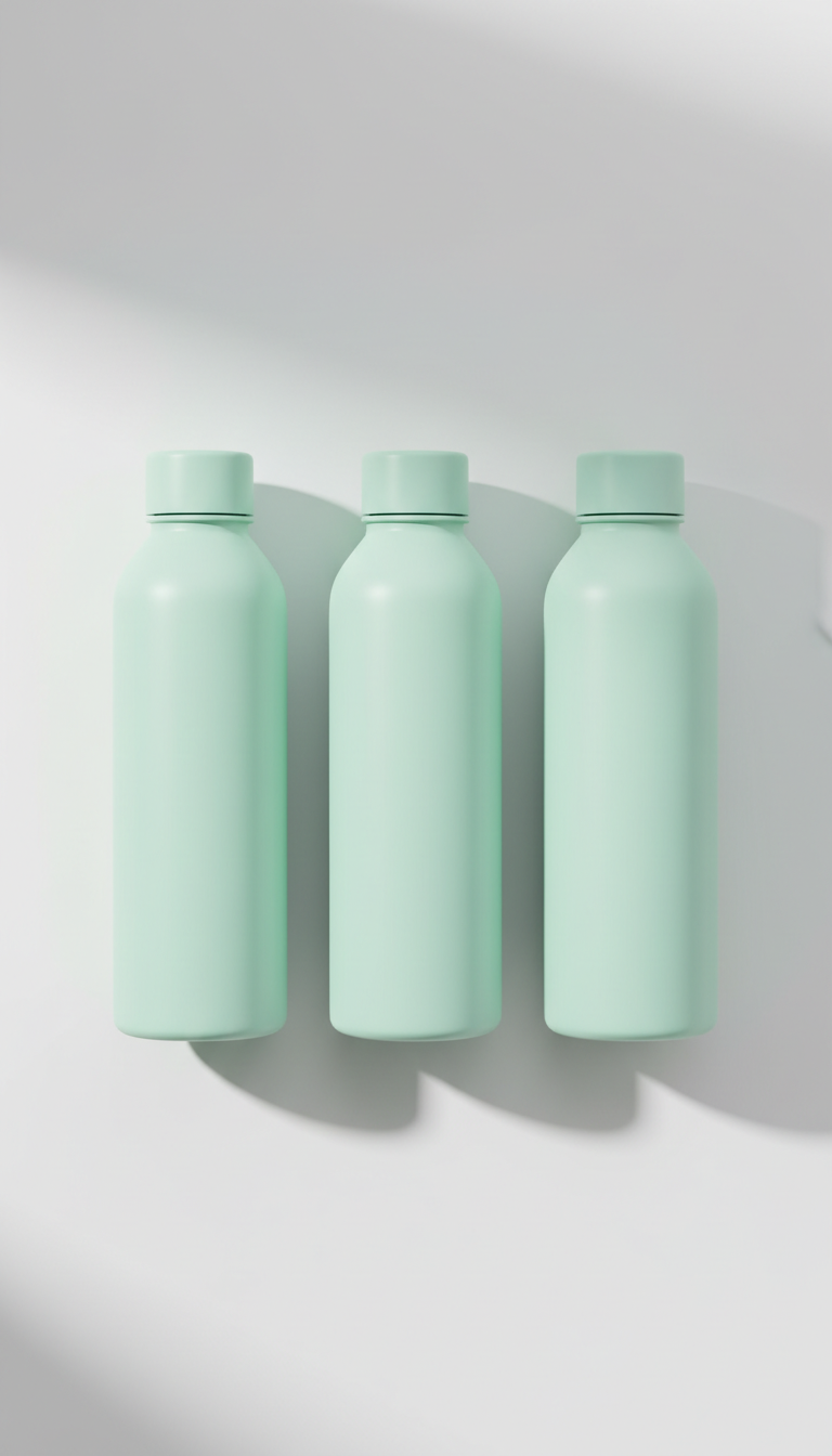 Mint green water bottle trio