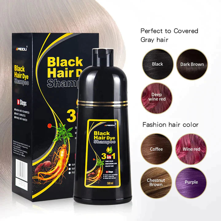 BLACK HAIR DYE SHAMPOO 3-IN-1 (NO SIDE EFFECT) - Buy 1 Get 1 Free 🔥