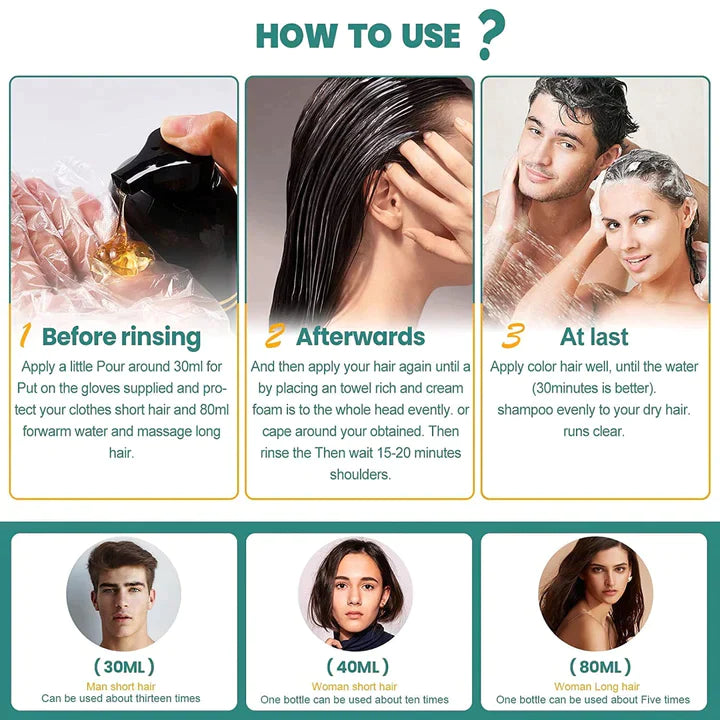 Instant Hair Dye Shampoo 3 in 1-100% Grey Coverage