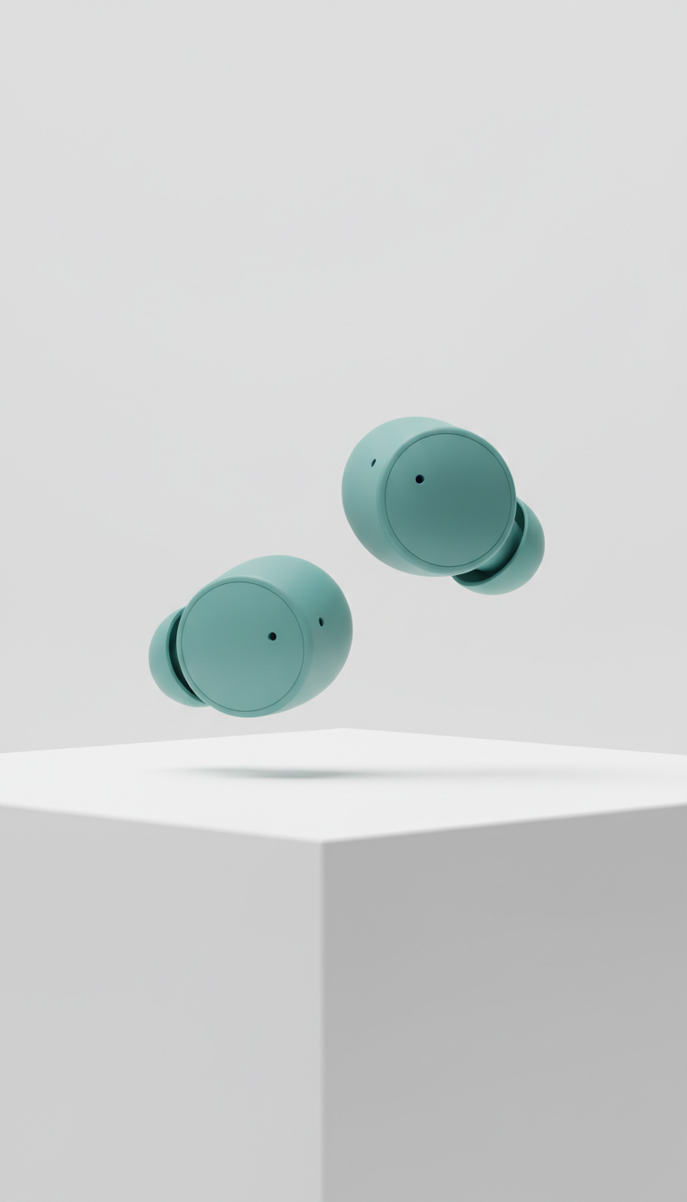 Soft Teal wireless earbuds with Touch Controls