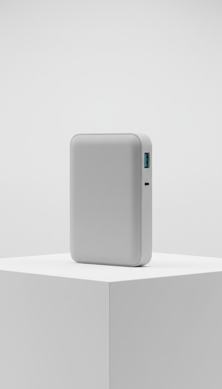 Mist Grey portable power bank with Fast Charging
